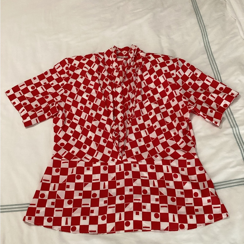 Vintage Red and white skirt set